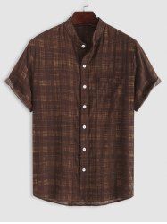 Plaid Pattern Cotton and Linen Textured Short Sleeves Shirt -  