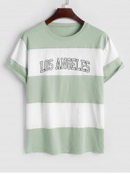 Short Sleeves Colorblock LOS ANGELES Letter T Shirt -  
