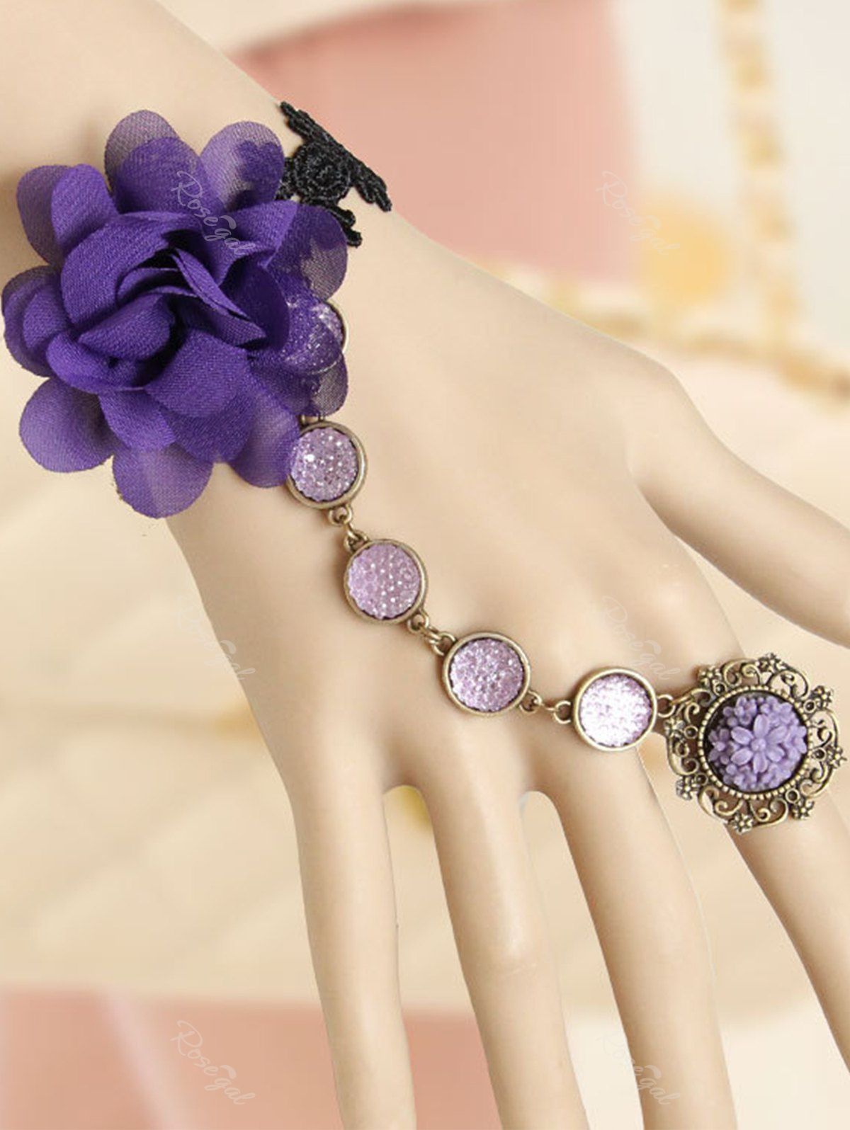 Outfit Vintage Flower Lace Mittens Bracelet  
