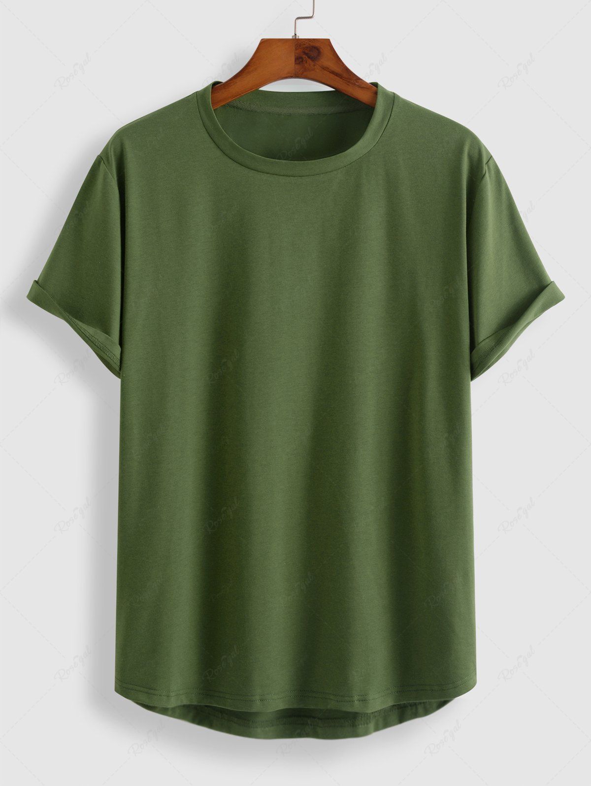 Fancy Solid Color Asymmetry Hem Short Sleeves Basic Tee  