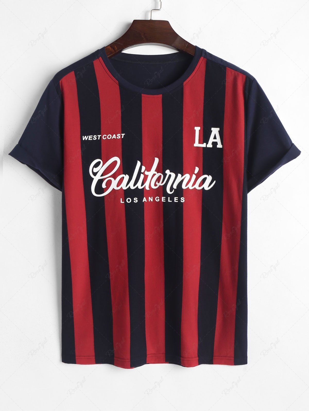 Unique Short Sleeves Blokecore California LA Striped T Shirt  