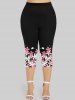 Plus Size Flower Printed Tee and Plus Size Flower Printed Tee Outfit Bundle -  