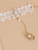 Vintage Lace Faux Pearl Rhinestone Decor Mittens Bracelet -  