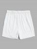 Letter Printed Drawstring Sweat Shorts -  