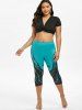 Plus Size Octopus Printed Capri Leggings -  