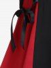 Robe Gothique Zip en Avant en Blocs de Couleurs à Lacets - Noir 1X | US 14-16