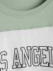 Short Sleeves Colorblock LOS ANGELES Letter T Shirt -  