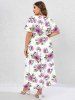 Plus Size Bloom Floral Print Split Hem Maxi Dress -  