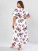 Plus Size Bloom Floral Print Split Hem Maxi Dress -  