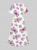 Plus Size Bloom Floral Print Split Hem Maxi Dress -  