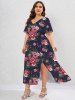 Plus Size Bloom Floral Split Hem Maxi Dress -  