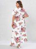 Plus Size Floral Print Split Hem Maxi Dress -  