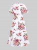 Plus Size Floral Print Split Hem Maxi Dress -  