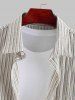 Striped Pattern Cotton and Linen Textured Short Sleeves Shirt -  