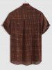 Plaid Pattern Cotton and Linen Textured Short Sleeves Shirt -  