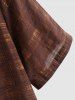Plaid Pattern Cotton and Linen Textured Short Sleeves Shirt -  