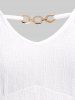 T-shirt Texturé Découpé Guipure Panneau en Dentelle de Grande Taille à Col V - Blanc L | US 12