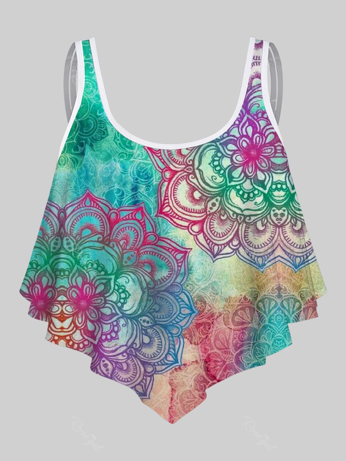 Chic Floral Printed Tankini Top  