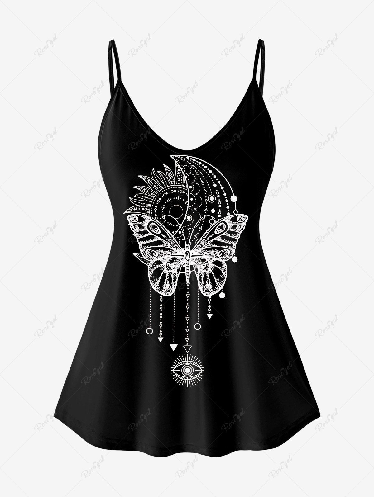 Sale Plus Size 3D Light Beam And Butterfly Print Tank Top  
