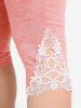 Layered Chain Embellish Tank Top and Lace Panel Capri Leggings Plus Size Summer Outfit -  