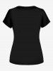 T-shirt Gothique Drapeau Américain Rose et Crâne Imprimés - Noir 3XL