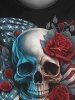 T-shirt Gothique Drapeau Américain Rose et Crâne Imprimés - Noir 3XL