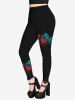 Gothic 3D Rose Printed Leggings -  