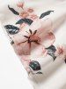 Plus Size Vacation Flower Print Tied Side Surplice Flounce Asymmetrical Hem Midi Wrap Dress -  