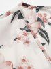 Plus Size Vacation Flower Print Tied Side Surplice Flounce Asymmetrical Hem Midi Wrap Dress -  