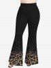 Plus Size 3D Leopard Printed Light Flare Pants 70s 80s Disco Outfits -  