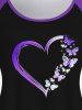 T-shirt 3D Papillon et Forme de Cœur Imprimé à Manches Courtes de Grande Taille - Pourpre  5x | US 30-32