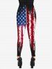 Plus Size 3D American Flag Printed Leggings -  