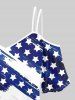 T-shirt à Bretelle Drapeau Américain Imprimé à Epaule Dénudée de Grande Taille - Bleu 5x | US 30-32