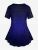 Plus Size 3D Light Flower Printed Short Sleeve Tee -  
