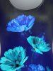 T-shirt 3D Fleur Lumineuse Imprimé de Grande Taille à Manches Courtes - Bleu 5x | US 30-32