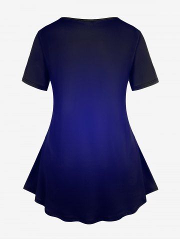 3D Light Flower Printed Short Sleeve Tee and Flare Pants Plus Size Outfits