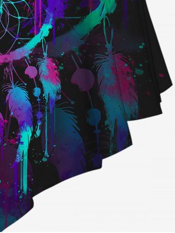 3D Colorblocks And Flower Printed Tankini Top