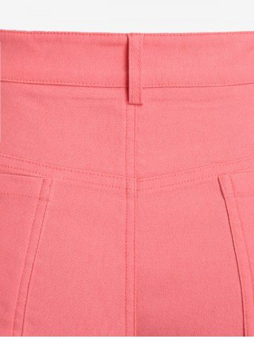 Plus Size Cuffed Colored Shorts with Pockets