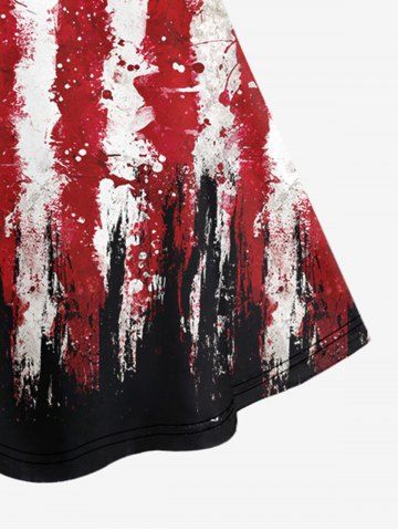 Gothic Distressed American Flag Print Crisscross Detail Sleeveless Dress