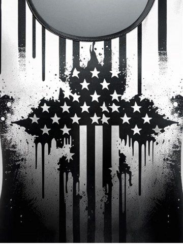 Gothic Distressed American Flag Print T-shirt