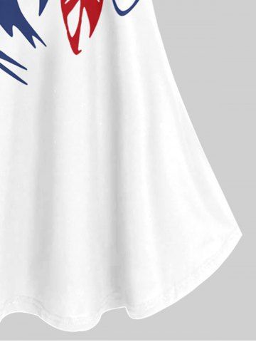 Plus Size Patriotic American Flag Printed Cold Shoulder T-Shirt