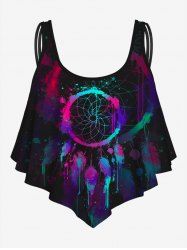 3D Colorblocks And Flower Printed Tankini Top -  