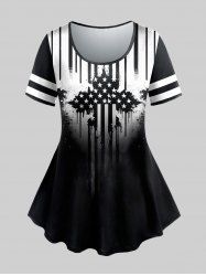 T-shirt Gothique Imprimé Drapeau Américain - Noir 2X | US 18-20
