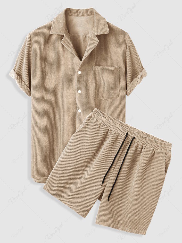 Shop Corduroy Casual Shirt and Shorts Set  