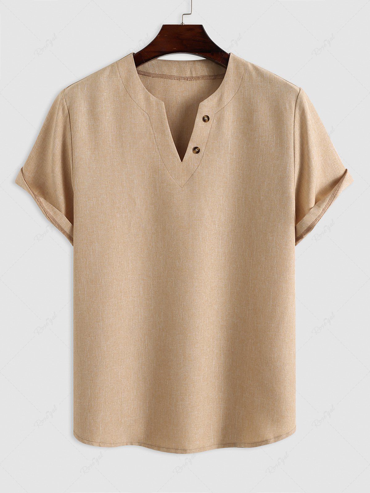 Online Notched V Neck Short Sleeves Pullover Shirt  