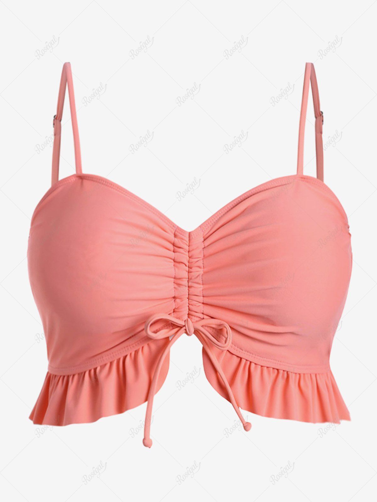 Bas de Bikini de Grande Taille à Volants à Lacets Rose clair 1X