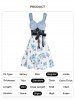 Mini Robe Ligne A Ceinturée à Imprimé Fleur en Dentelle à Taille Empire - Bleu clair S