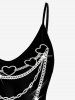 Plus Size Heart Chains Light Beam Printed Cold Shoulder T-Shirt (Adjustable Straps) -  
