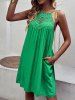 Swiss Dot Guipure Lace Panel Swing Mini Cami Tent Dress -  