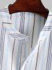 Cotton and Linen Textured Striped Weave Design Short Sleeves Popover Shirt -  
